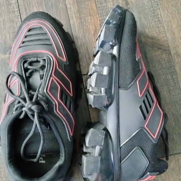 Prada Men's Black and Red Athletic Sneakers - Picture 1 of 4